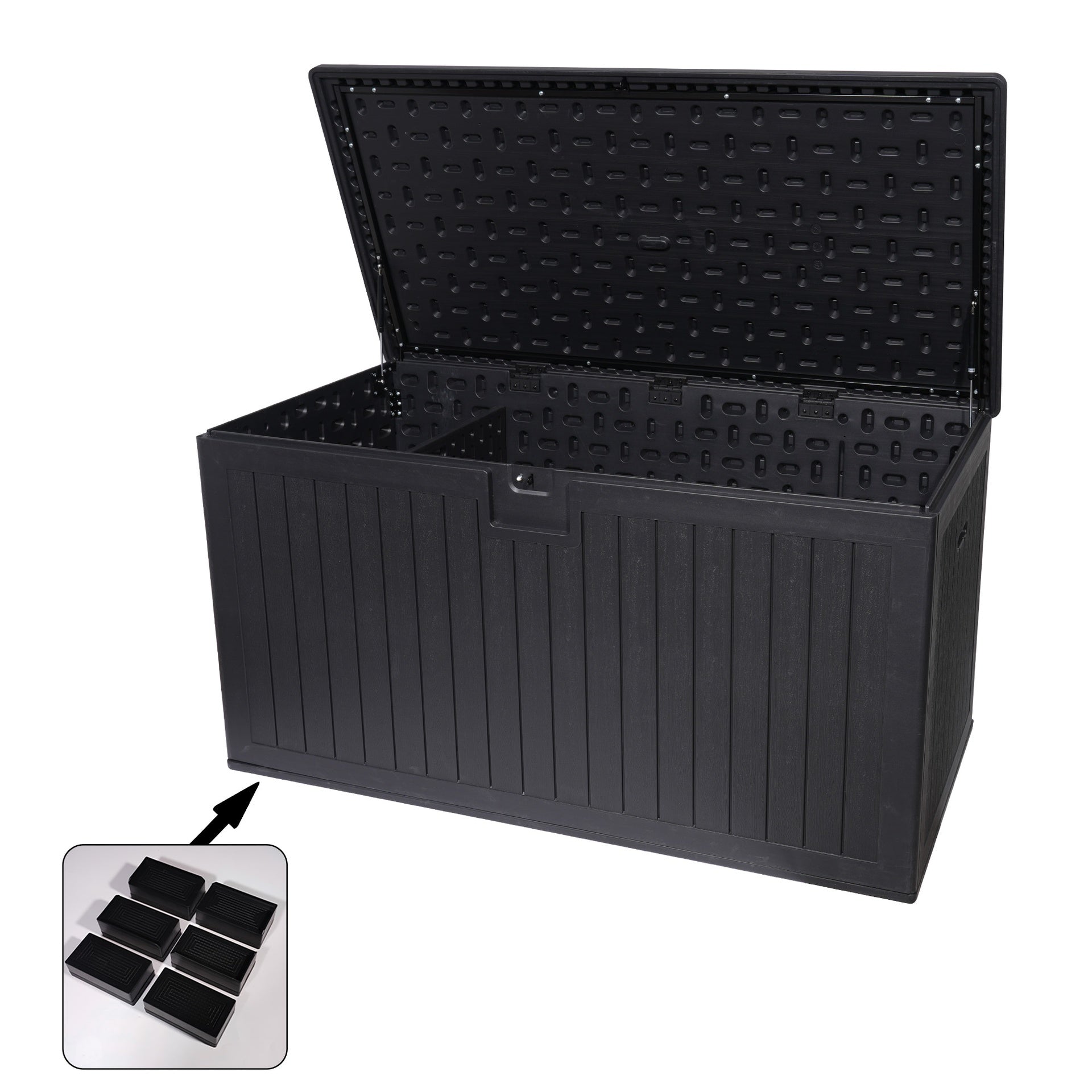 230 Gallon Resin Outdoor Deck Box Waterproof, Extra Large Patio Storage Box with Lockable Storage Containers for Patio Furniture Cushions, Pool Accessories, Garden Tools