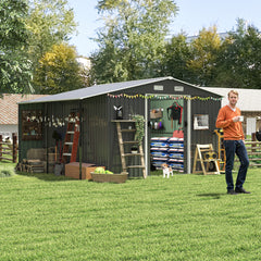 10x12 Ft Outdoor Storage Shed, Extra Large Metal Shed with Lockable Doors,  Windows, Outside Steel Tiny House Ideal for Garden, Backyard, Patio Utility, Tool Storage, Chicken Coops