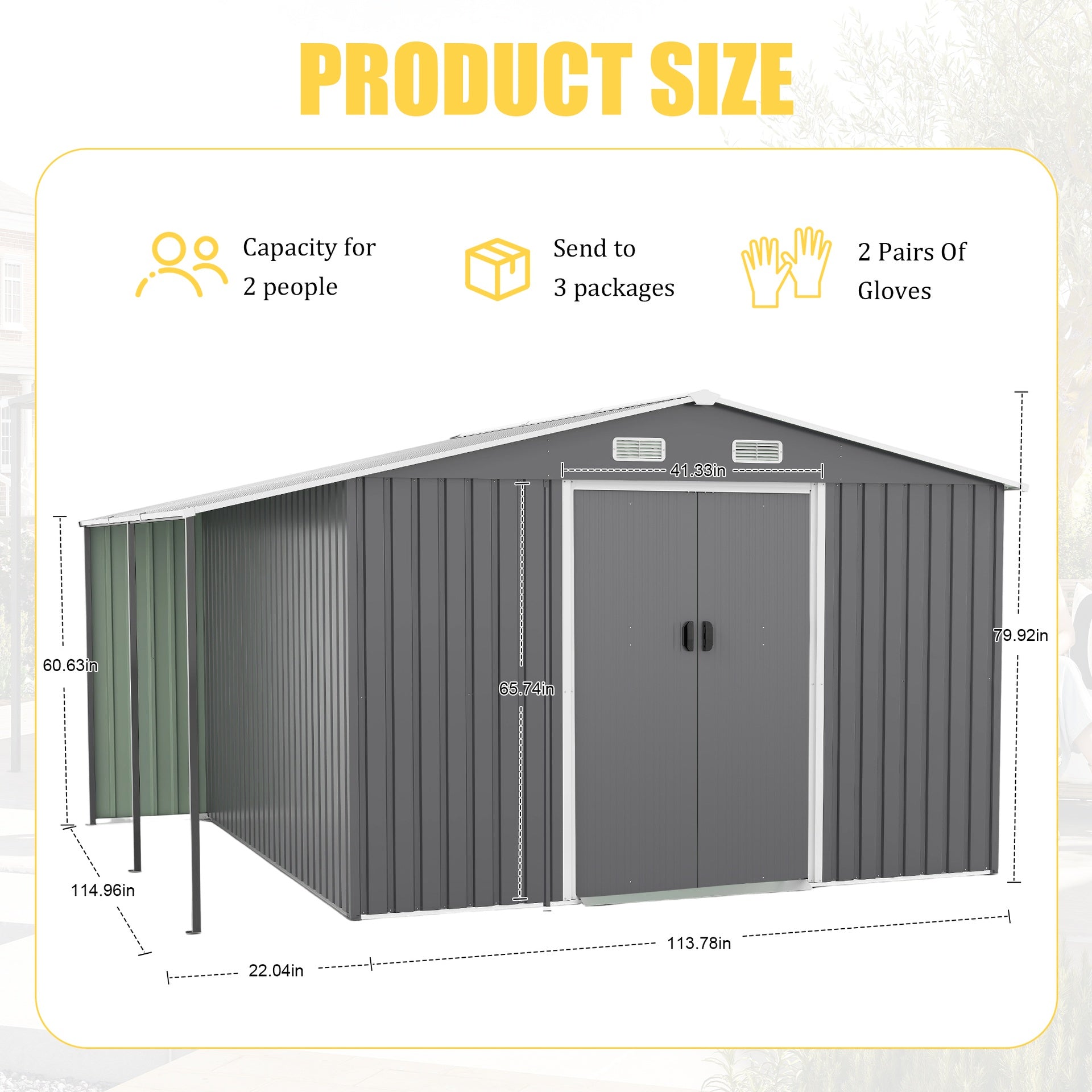 10x12 Ft Outdoor Storage Shed, Extra Large Metal Shed with Lockable Doors,  Windows, Outside Steel Tiny House Ideal for Garden, Backyard, Patio Utility, Tool Storage, Chicken Coops