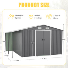 10x12 Ft Outdoor Storage Shed, Extra Large Metal Shed with Lockable Doors,  Windows, Outside Steel Tiny House Ideal for Garden, Backyard, Patio Utility, Tool Storage, Chicken Coops