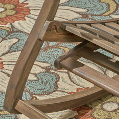 Outdoor Acacia wood Rocking Chair with Retractable foot panel,Rocker Patio Rocking Chair for Porch, Patio, Balcony,