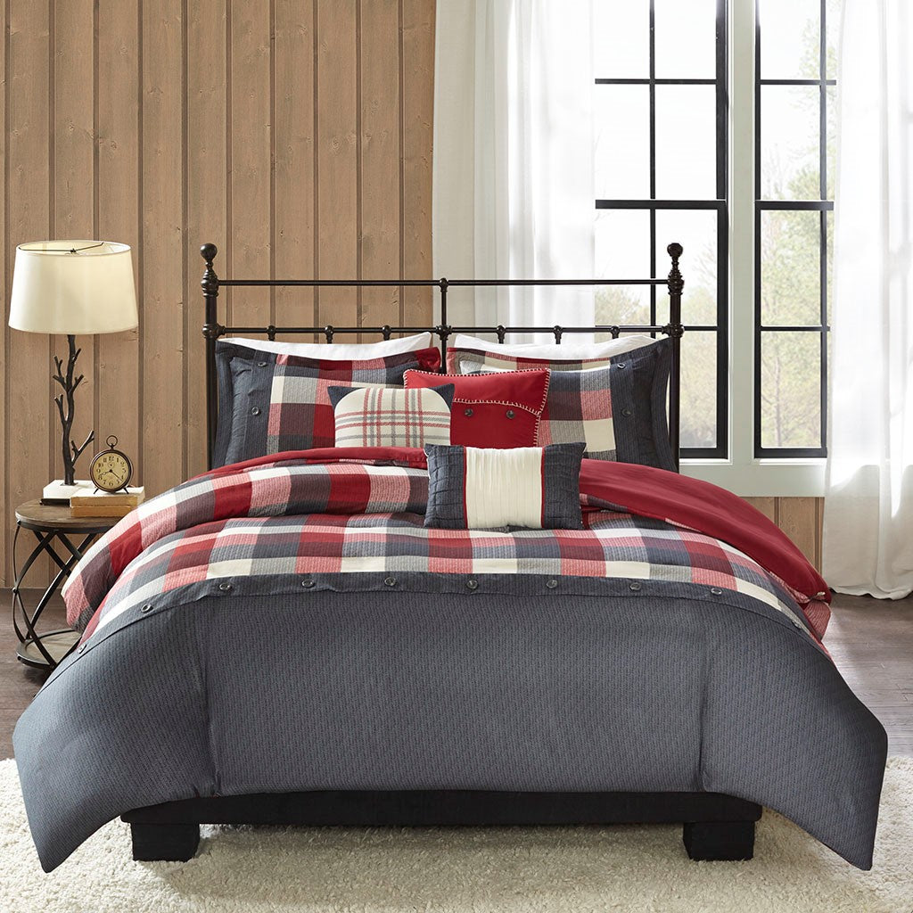 King/Cal King 6 Piece Herringbone Duvet Cover Set