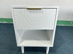 22.83'' H Modern White Nightstand with One Drawer and Open Shelf, Gold - Accented Handle, Ideal for Bedroom Decor