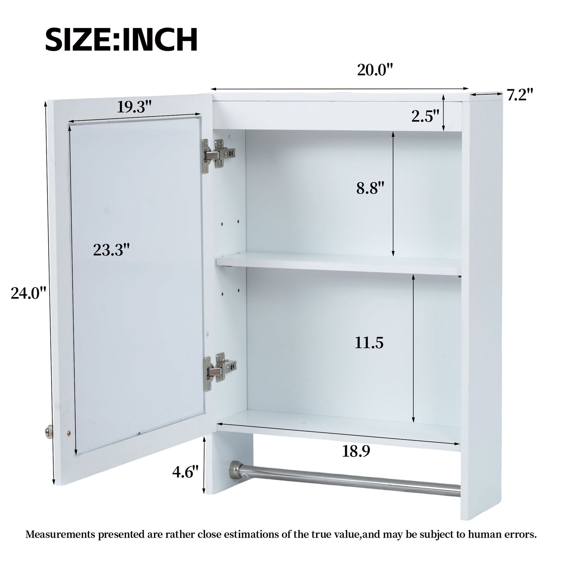 3-in-1 Bathroom Mirror Cabinet, 20-inch Wall Mounted Medicine Cabinet with Adjustable Shelf & Soft Close Door, High-Define Mirror with Storage for Bathroom Vanity
