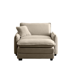 Single Deep Seat Sofa With Footstool With One Pillow, Suitable for Living Room and Bedroom, Club Multiple Occasion,Came Corduroy
