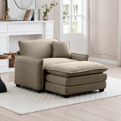Single Deep Seat Sofa With Footstool With One Pillow, Suitable for Living Room and Bedroom, Club Multiple Occasion,Came Corduroy