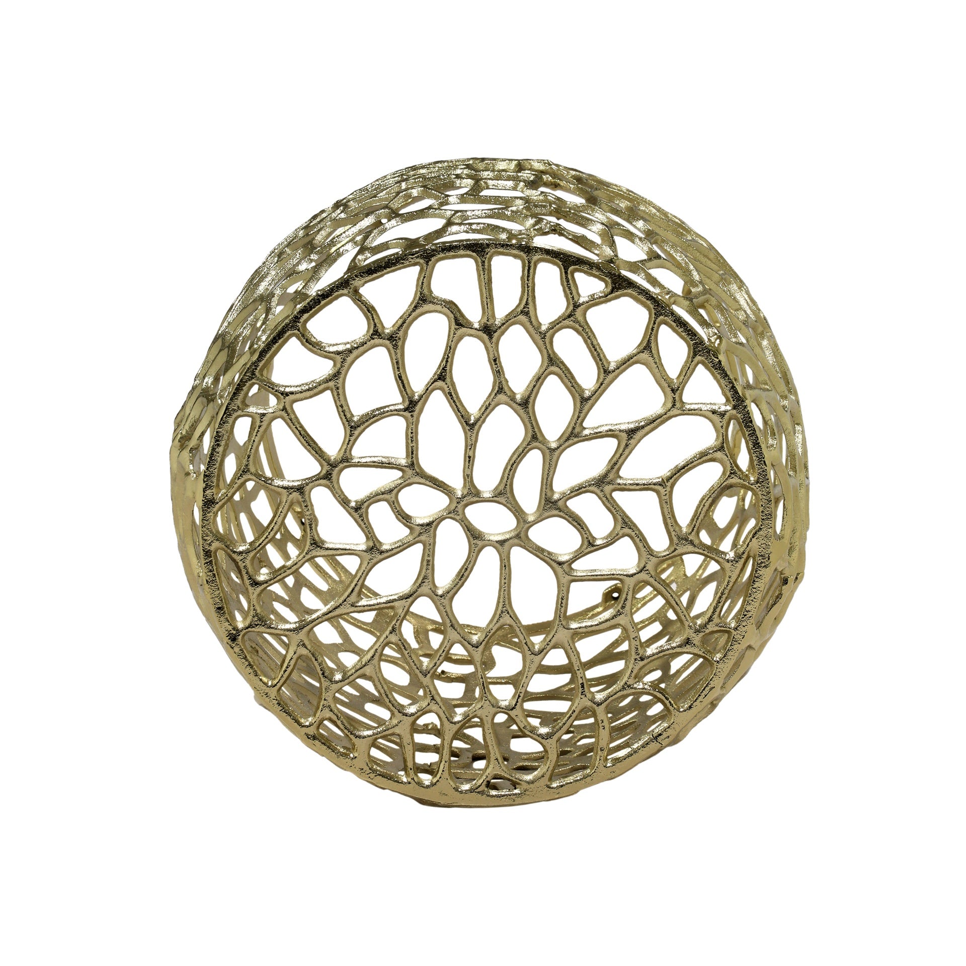 Aluminum Drum End Table with Intricate Design-Gold