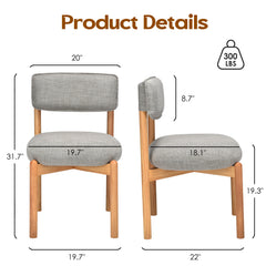 Modern Wooden Blended Linen Kaki Dining Chair (Set of 2)