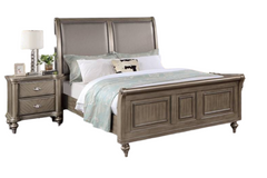 Modern Luxury Style 1pc Queen King Size Bed Two Panel Headboard Antique Silver Finish Bedroom Furniture