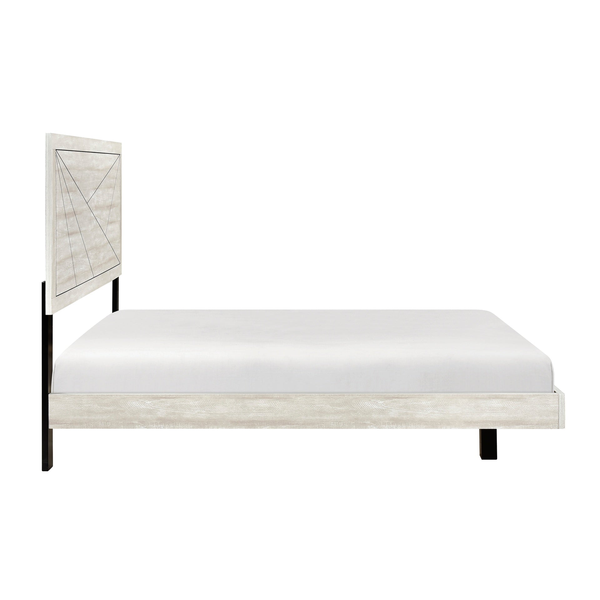 Contemporary Gray Oak Finish Queen Bed Durable Wooden Bedroom Furniture 1pc Line Pattern Headboard