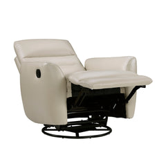 Luxurious Swivel Glider Reclining Chair 1pc Taupe Leather Upholstery Plush Comfort Living Room Furniture