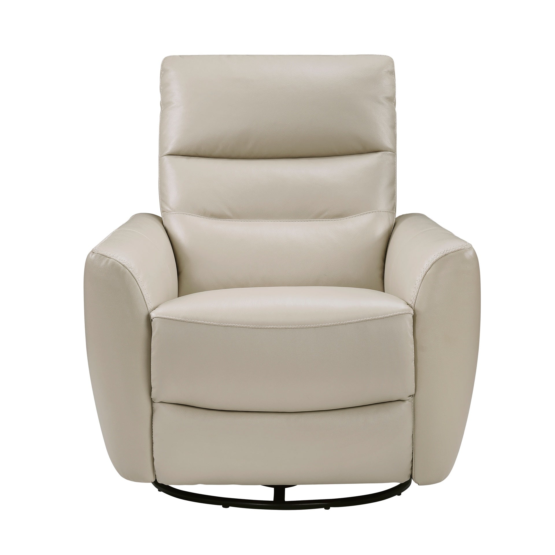 Luxurious Swivel Glider Reclining Chair 1pc Taupe Leather Upholstery Plush Comfort Living Room Furniture