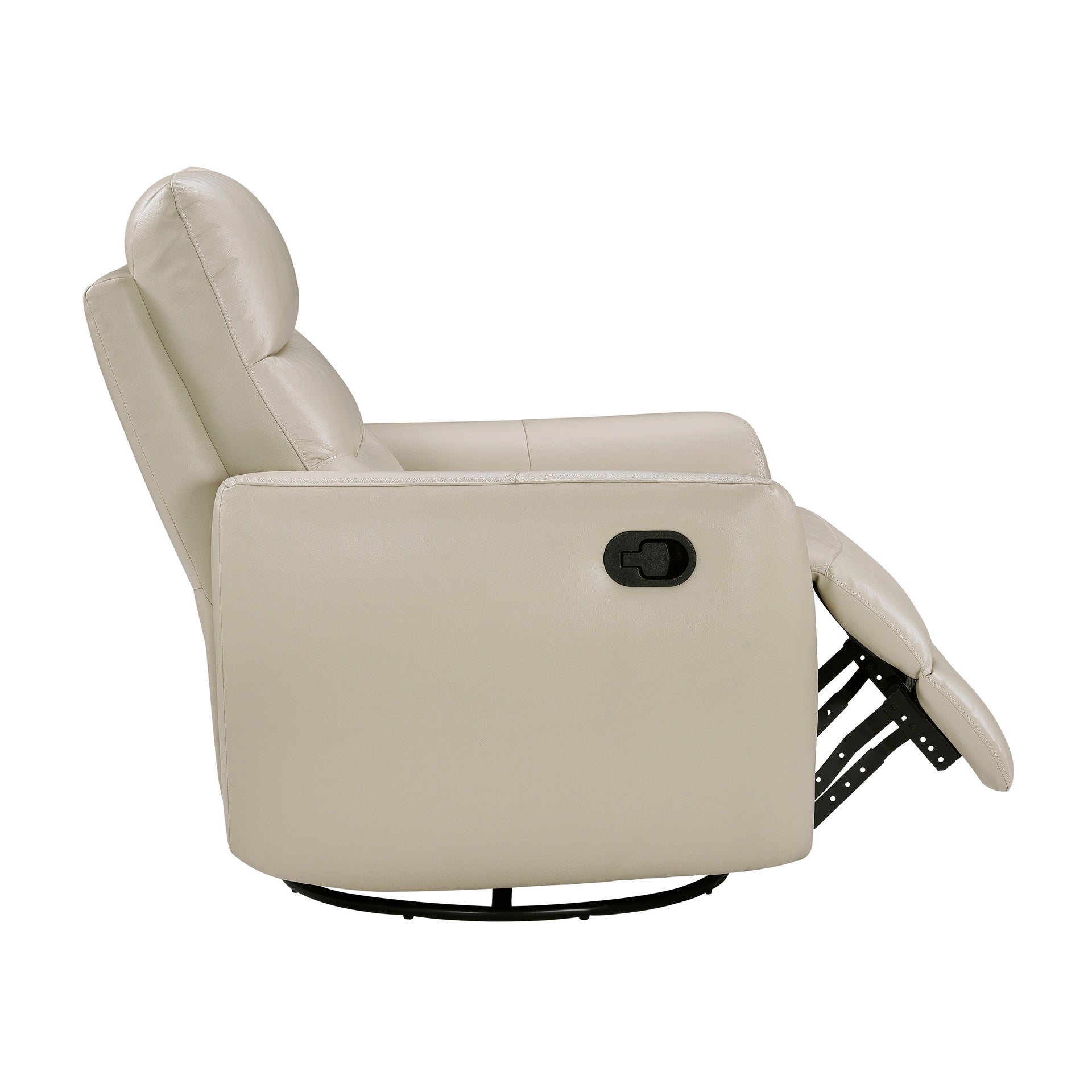 Luxurious Swivel Glider Reclining Chair 1pc Taupe Leather Upholstery Plush Comfort Living Room Furniture