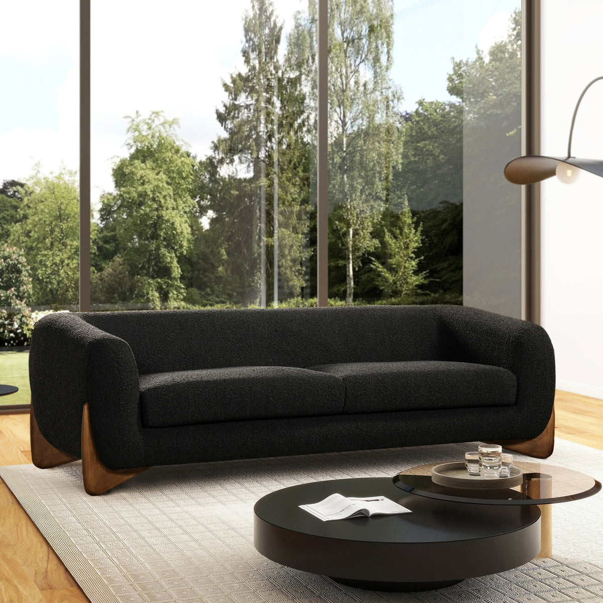 Alpine 90.5" Sherpa Sofa, Ebony Black Boucle