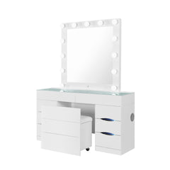 ELISA WHITE VANITY SET WITH STOOL
