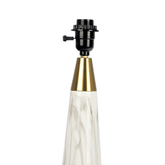 Enclave Hydro White Table Lamp with On/Off Switch Faux Marble Base Fabric Shade