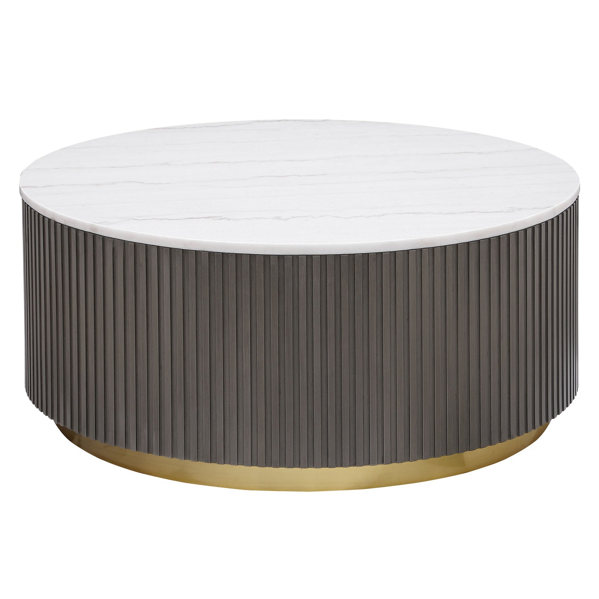 Sennewald White and Charcoal Round Marble Top Coffee Table