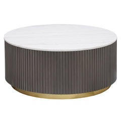 Sennewald White and Charcoal Round Marble Top Coffee Table