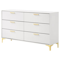 Karena White Rectangular 6-drawer Dresser