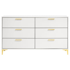 Karena White Rectangular 6-drawer Dresser