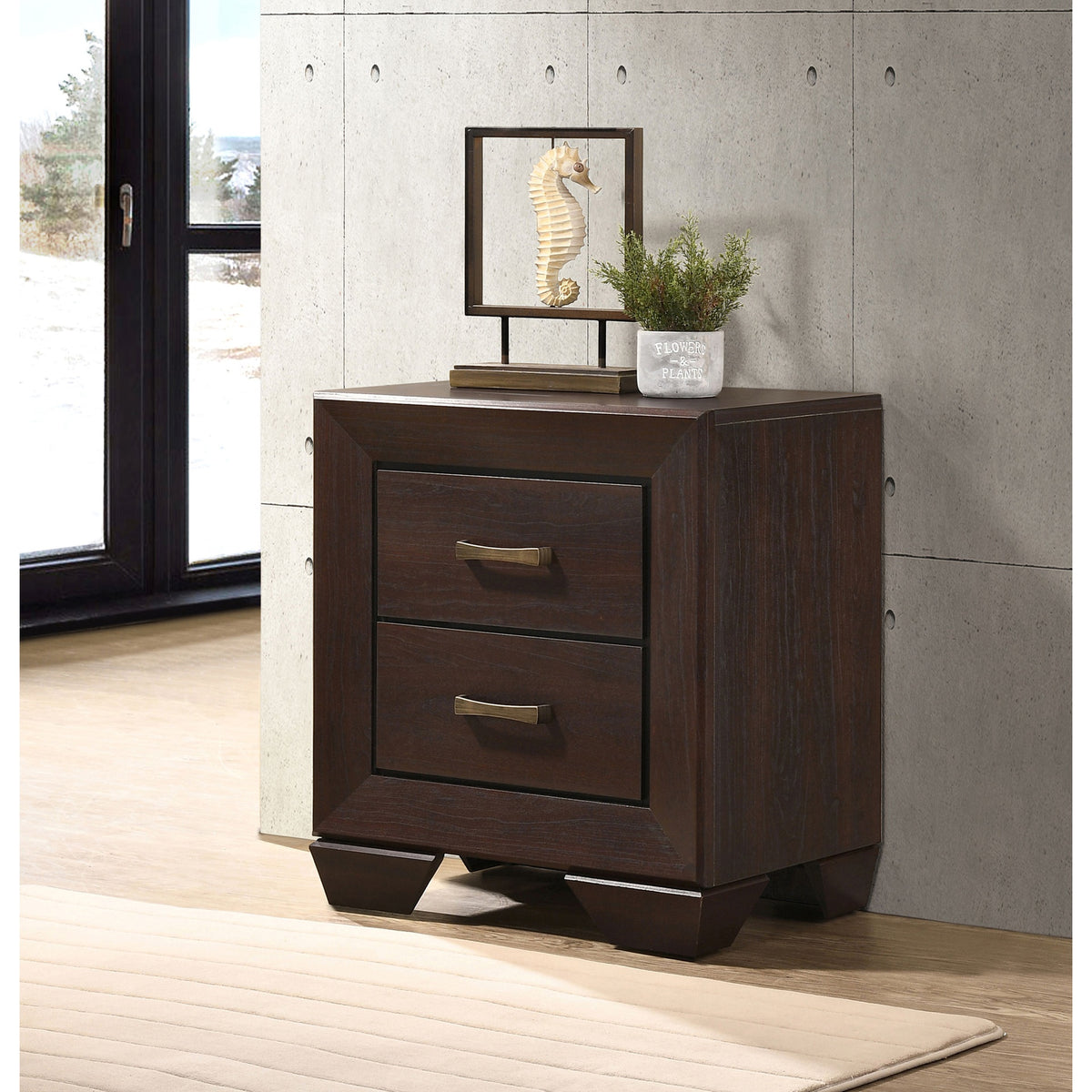 Copper Dark Cocoa 2-Drawer Rectangular Nightstand