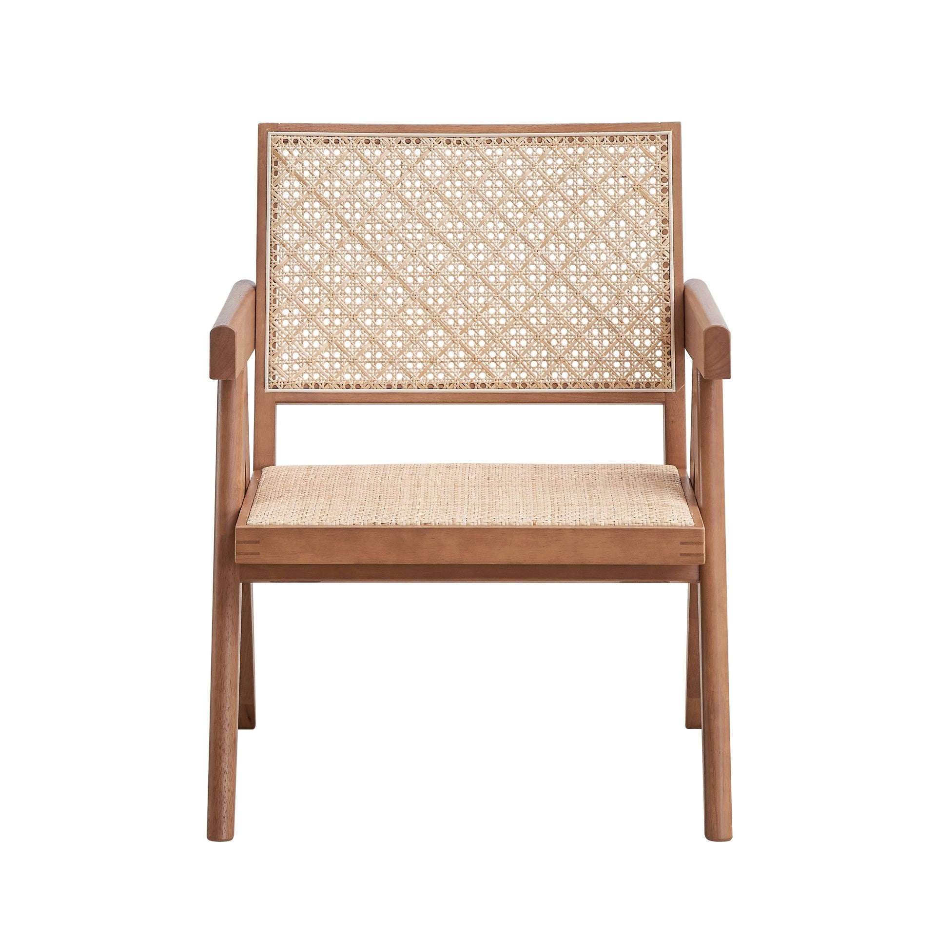 Casual Stylish Natural Finish Rattan Accent Chair 1pc Mid-Century Modern Home Furniture