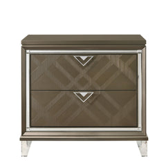 Modern Glam Bedroom Furniture Dark Champagne Finish Nightstand with 2 Drawers Wooden 1pc Acrylic Legs