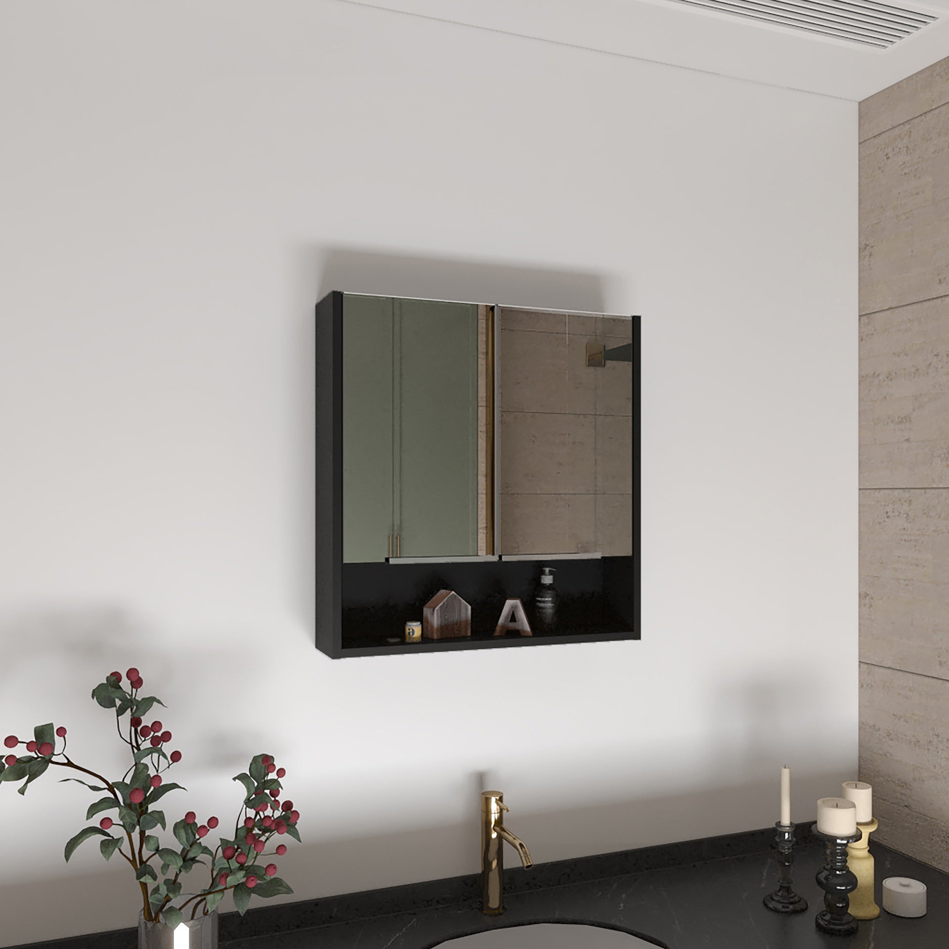 Ozark 24" Medicine Cabinet With Mirror, One Shelf