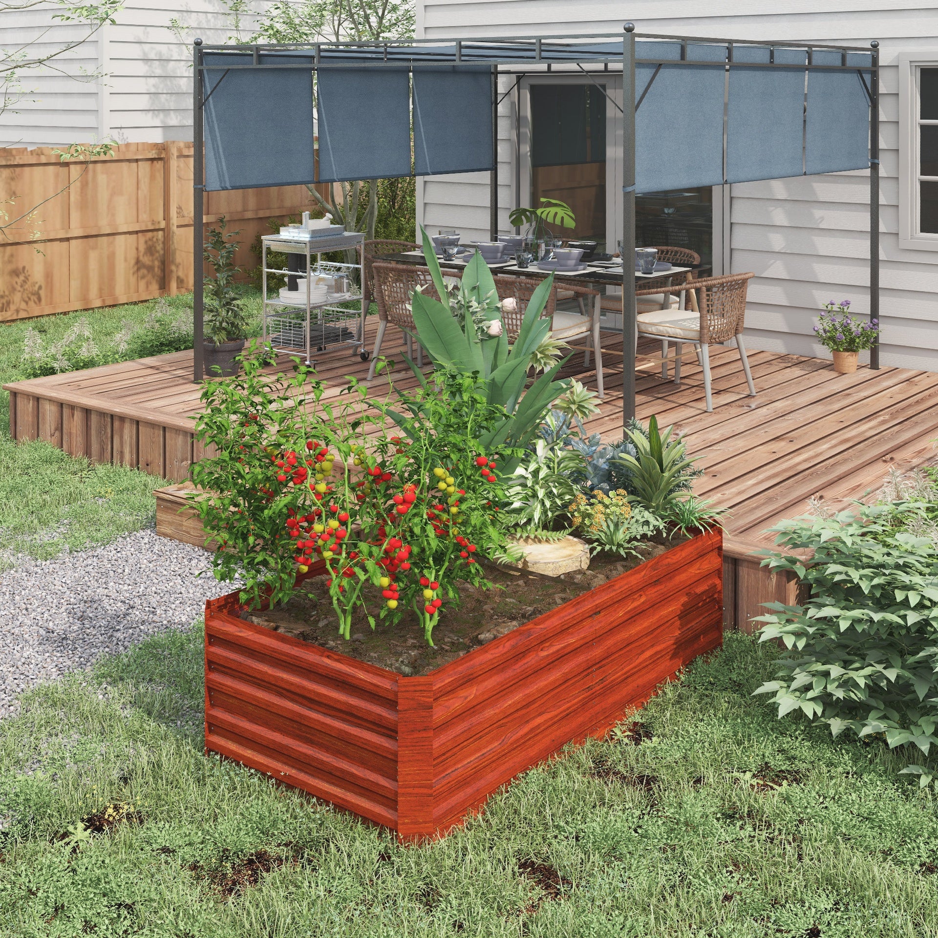Outsunny Galvanized Raised Garden Bed Kit, Large and Tall Metal Planter Box for Vegetables, Flowers and Herbs, Reinforced, 6' x 3' x 2', Dark Brown