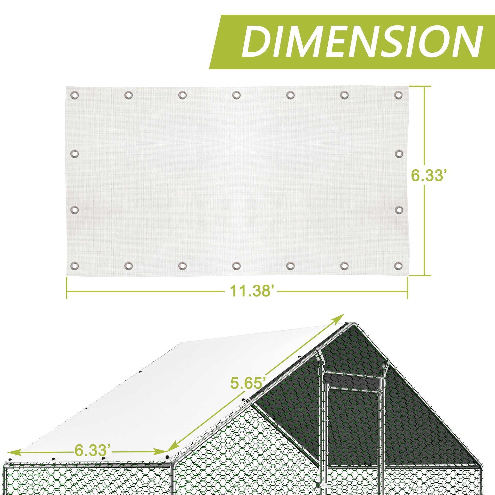Multi-functional Waterproof and UV-Protected Outdoor Metal Chicken Coop Cover with 22 Free Bungee Balls