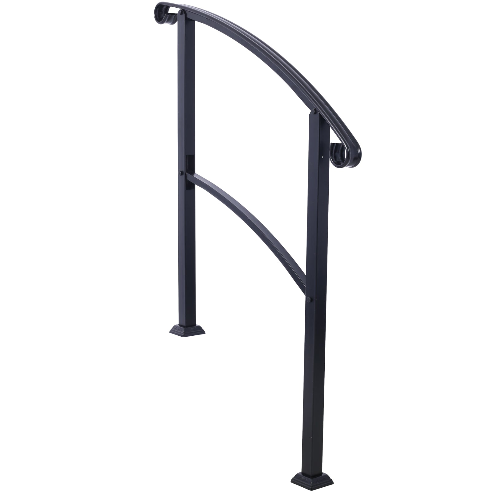 Handrails for Outdoor Steps, Fit 1 or 3 Steps Outdoor Stair Railing, White Wrought Iron Handrail, Flexible Front Porch Hand Rail, Transitional Handrails for Concrete Steps or Wooden Stairs