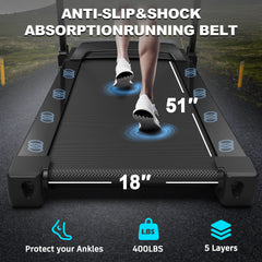 Treadmills for Home, Electric Treadmill with  Automatic Incline, Foldable 3.5HP Workout Running Machine Walking, Double Running Board Shock Absorption Pulse Sensor Bluetooth Speaker APP FITSHOW.400lbs