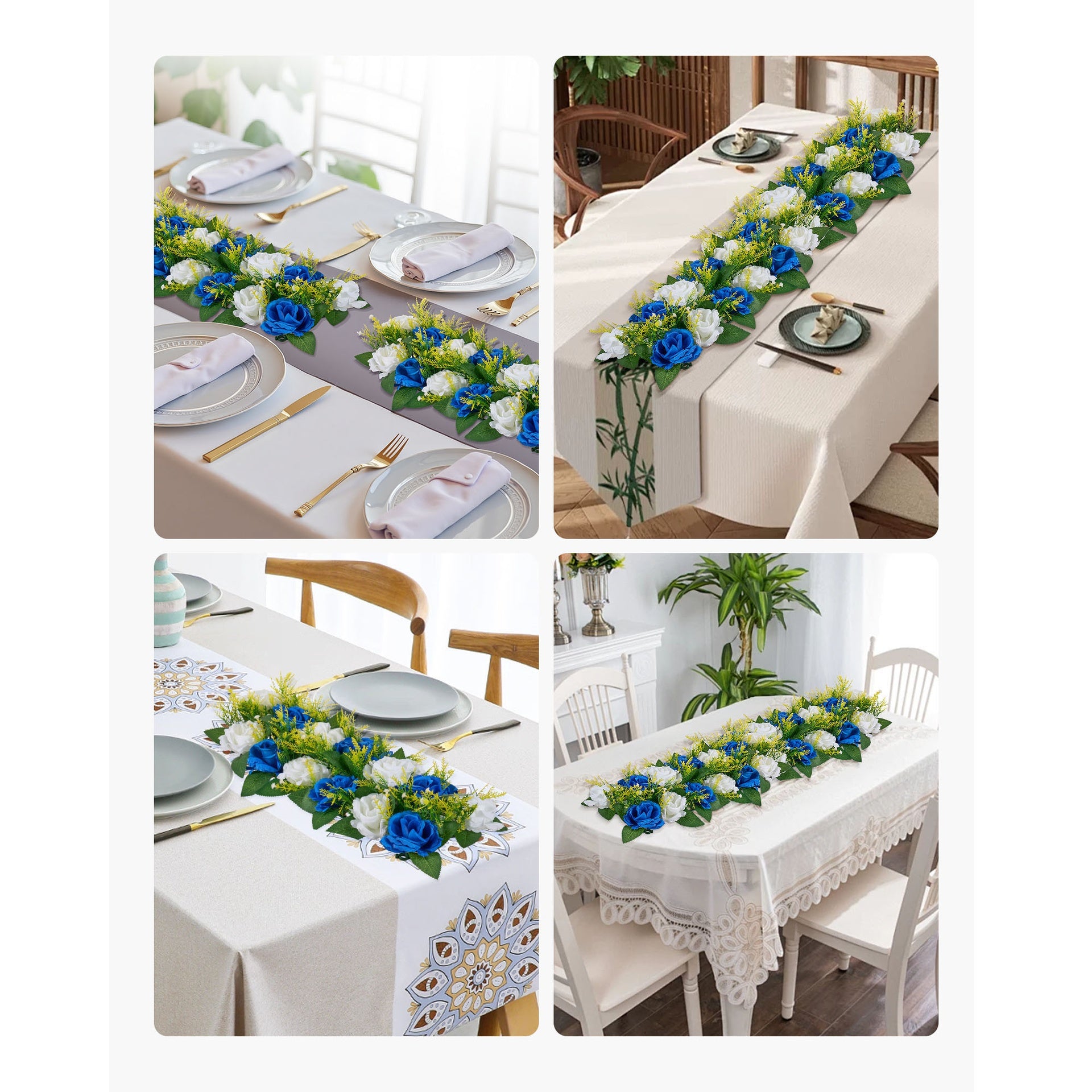 Flower Balls for Wedding Centerpieces Fake Flower Arrangement Blue + White 10PCS