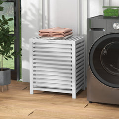 HOMCOM Bamboo Laundry Hamper with Lid, Laundry Basket with Removable Liner Bag, Dirty Clothes Hamper, 19.75 x 14.25 x 23.5 Inches, White