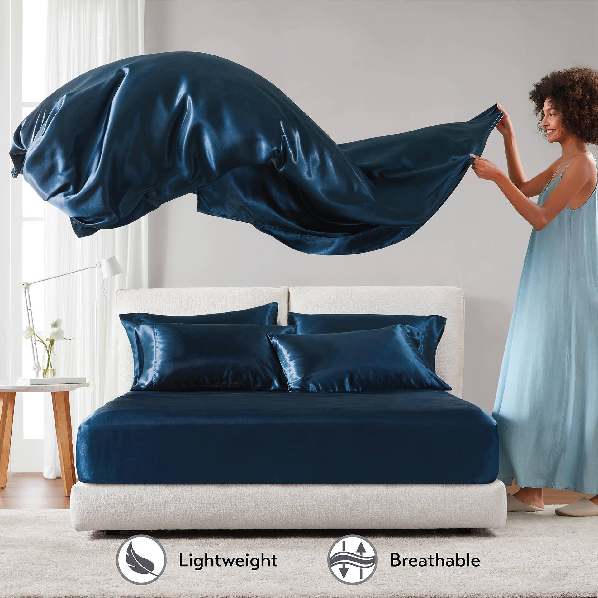 2 PCS Standard Luxury 2 PC Pillowcases Midnight Blue