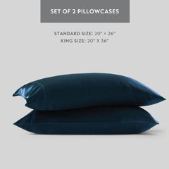 2 PCS Standard Luxury 2 PC Pillowcases Midnight Blue