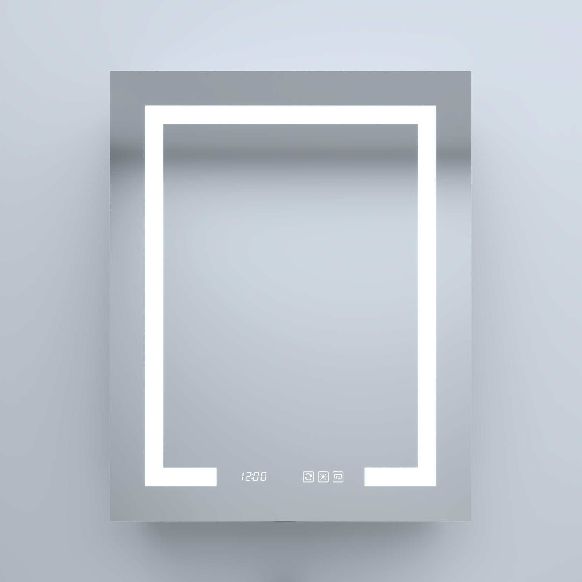 24 in. W x 30 in. H Rectangular Silver Aluminum Recessed/Surface Mount Left Medicine Cabinet with Mirror LED and Clock