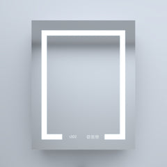24 in. W x 30 in. H Rectangular Silver Aluminum Recessed/Surface Mount Left Medicine Cabinet with Mirror LED and Clock