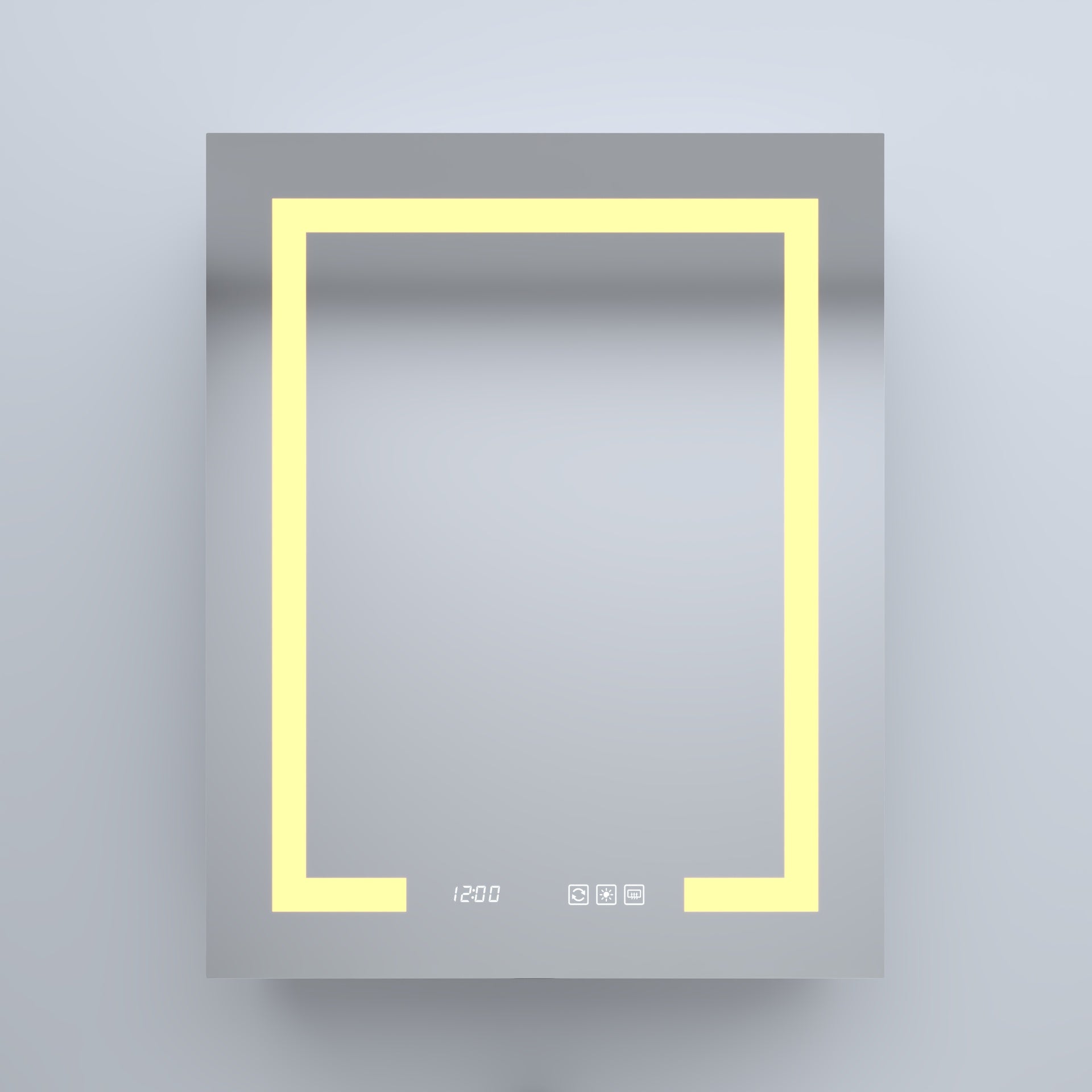 24 in. W x 30 in. H Rectangular Silver Aluminum Recessed/Surface Mount Left Medicine Cabinet with Mirror LED and Clock
