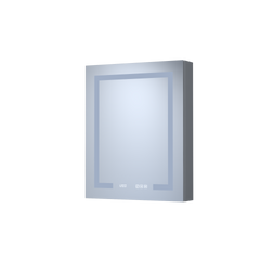 24 in. W x 30 in. H Rectangular Silver Aluminum Recessed/Surface Mount Left Medicine Cabinet with Mirror LED and Clock
