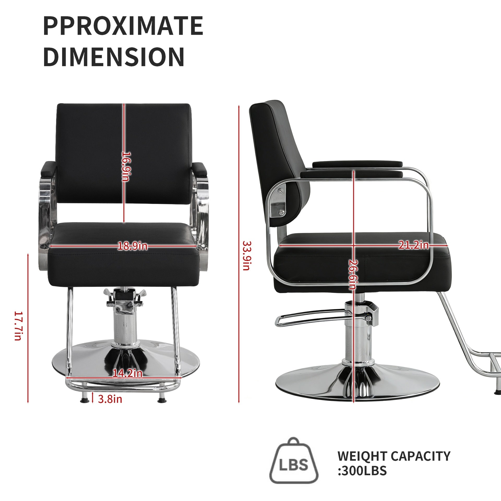 Barber Chair Salon Chair for Hair Stylist Hair Chair for Barbershop Home Height Adjustable & 360° Swivel Styling Salon Chairs Spa Beauty Salon Equipment, Max Load Weight 440Lbs