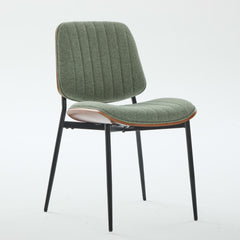 Dining Chairs Set of 2 Mid Century Modern Retro Linen Chair with Walnut Bentwood Back Upholstered Seat Metal Legs Adjustable Foot for Kitchen Dining Room Chairs(Olive Green Linen),SW1849GR