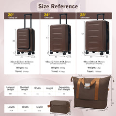 Luggage Sets 5 Piece with Front Opening, Hardside Expandable Carry On Suitcase Set with Double Spinner Wheel, Lightweight Travel Luggage with USB Port,TSA Locks(20"24"28")