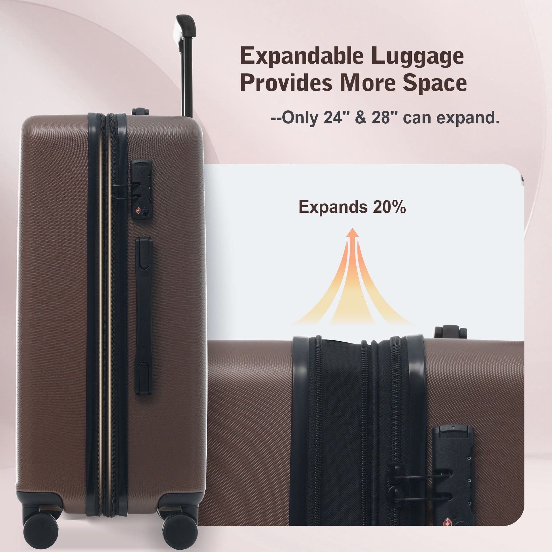 Luggage Sets 5 Piece with Front Opening, Hardside Expandable Carry On Suitcase Set with Double Spinner Wheel, Lightweight Travel Luggage with USB Port,TSA Locks(20"24"28")