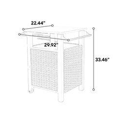 Single door bar cart,Outdoor Kitchen Wicker Island Rolling Cart & Storage Cabinet, Wheels and Stainless Steel Extended Table Top, Side Handle for Patio Kitchen or Bar Cart, Brown