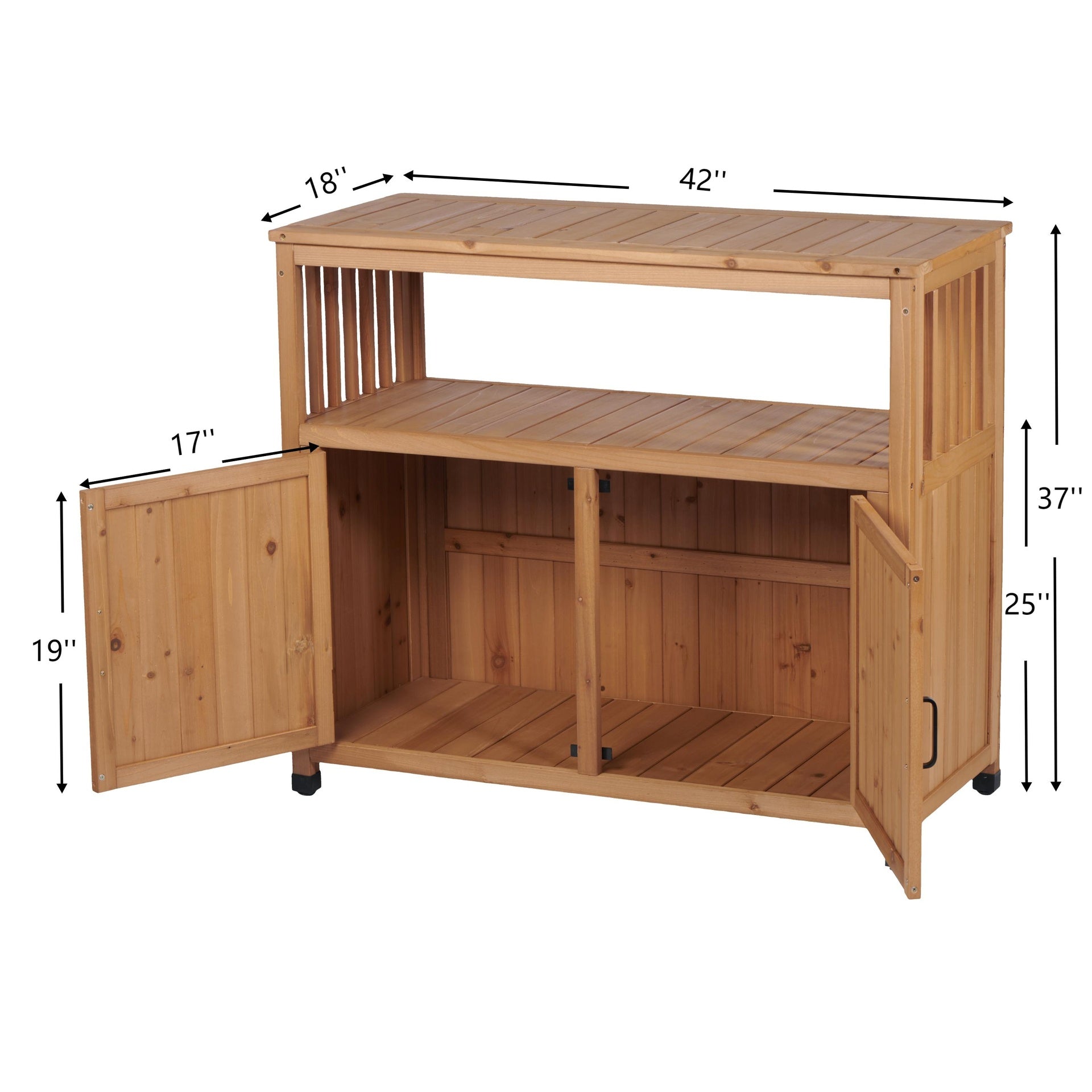Wooden Patio Bar Table Set with Storage, Buffet Cabinet Sideboard for Outdoor and Indoor