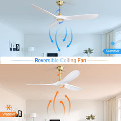 60 Inch Modern ABS Ceiling Fan With 6 Speed Smart Remote Control Reversible DC Motor For Bedroom Living Room
