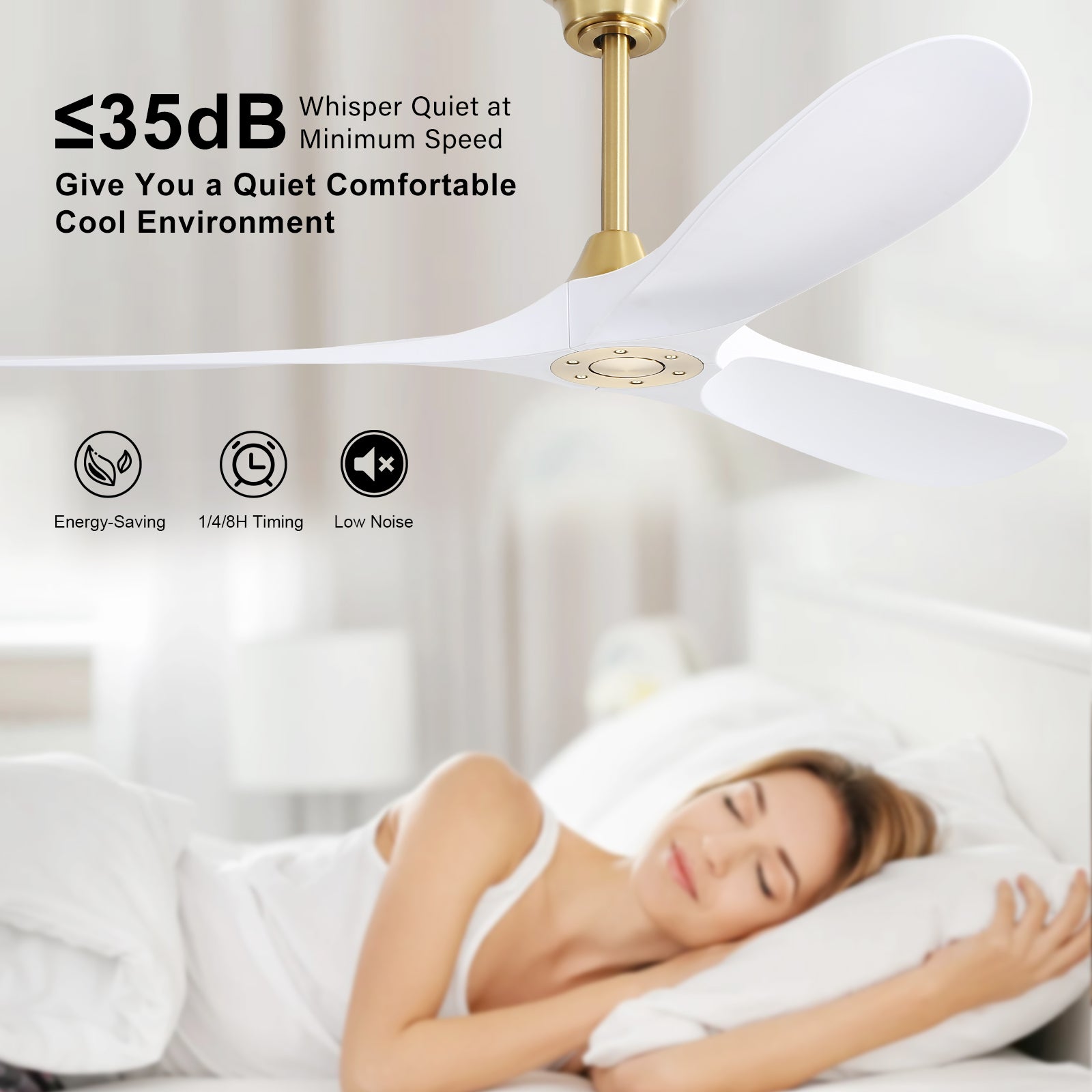 60 Inch Modern ABS Ceiling Fan With 6 Speed Smart Remote Control Reversible DC Motor For Bedroom Living Room