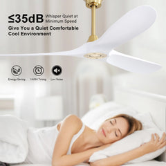 60 Inch Modern ABS Ceiling Fan With 6 Speed Smart Remote Control Reversible DC Motor For Bedroom Living Room