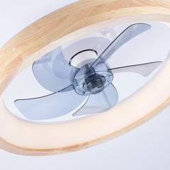 20" Ceiling Fans with Lights and Remote, 3000-6500K Dimmable Modern Flush Mount LED Fan Light, 6 Speeds, Quiet DC Motor For Living room, Bedroom,Kitchen----Wood+Matte White